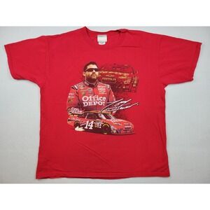 2010 Tony Stewart NASCAR Red Big‎ Graphic Racing Tee Double-sided #14 Mens XL